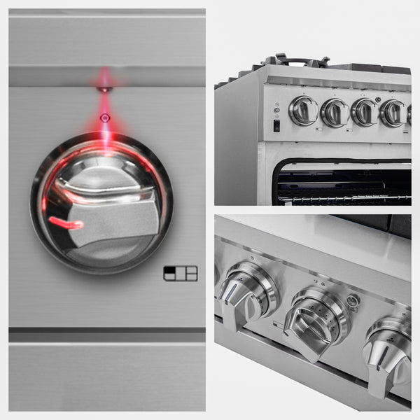 FORNO Capriasca 36" 5.36 cu. ft. Gas Range with 6 Italian Burners, Stainless Steel- FFSGS6260-36 FORNO