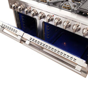 FORNO Capriasca 48-inch Gas Range Stainless Steel, 8 Brass Burners 160,000 BTU, 6.58 cu.ft. Double Oven, FFSGS6260-48 FORNO