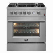 FORNO Giovanni 30-inch Gas Range Stainless Steel, 5 Burners 67,000 BTU, 4.32 cu.ft. Convection Oven, FFSGS6274-30 FORNO
