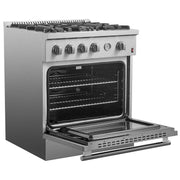 FORNO Premium 2-Piece Kitchen Bundle - 30" Gas Range with Built-In Temperature Gauge and 33" Refrigerator, FBDL-021-01CAUS FORNO