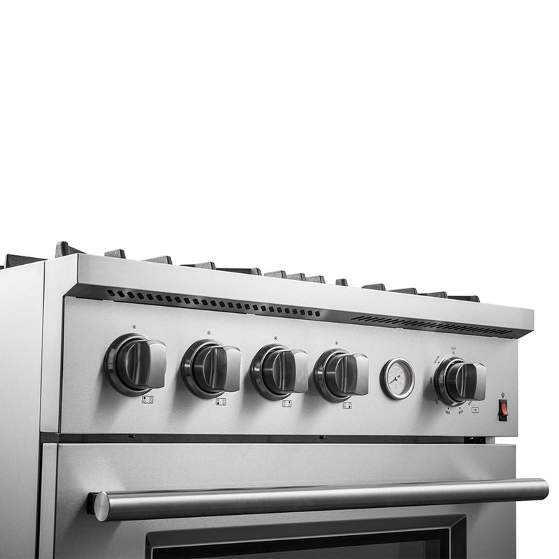 FORNO Marco 30-inch Gas Range Stainless Steel, 4 Burners 37,000 BTU, 4.32 cu.ft. Convection Oven, FFSGS6277-30 FORNO