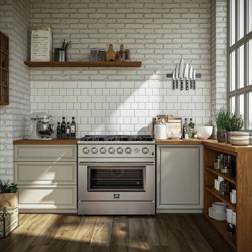 FORNO Marco 36" 5.36 cu.ft. Gas Range with 6 Burners and Built-In Temperature Gauge, FFSGS6277-36 FORNO