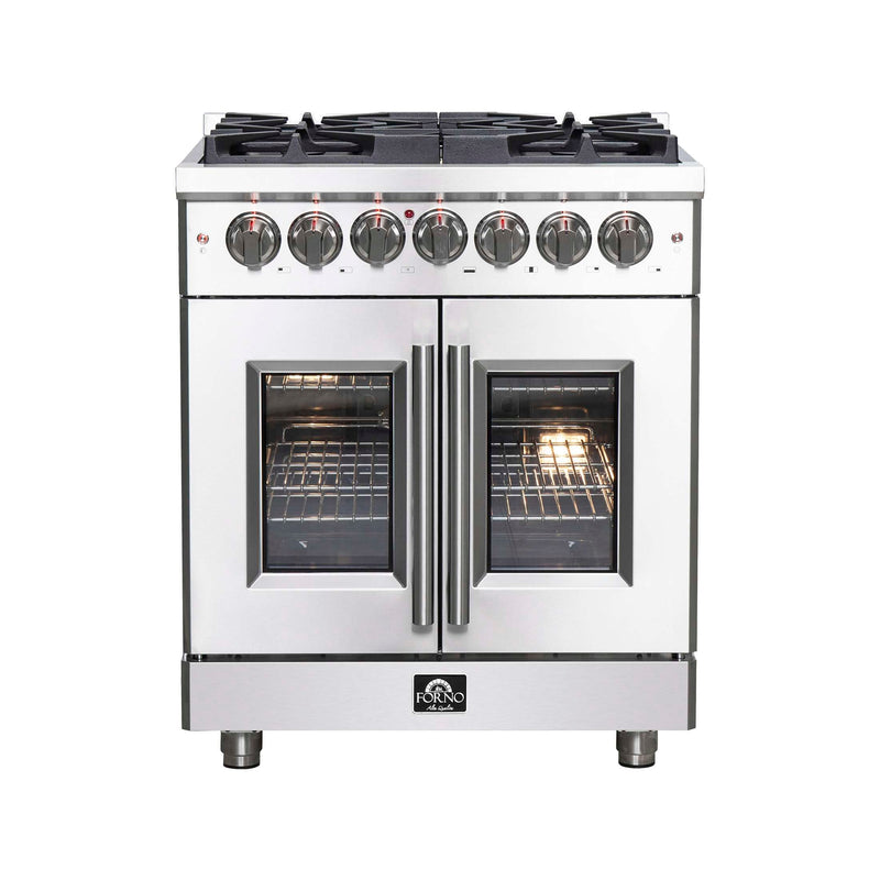 FORNO Massimo 30" Freestanding French Door Dual Fuel Range, FFSGS6325-30 FORNO