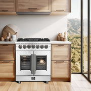 FORNO Massimo 30" Freestanding French Door Dual Fuel Range, FFSGS6325-30 FORNO