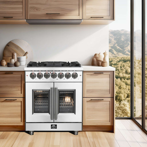 FORNO Massimo 30" Freestanding French Door Dual Fuel Range, FFSGS6325-30 FORNO