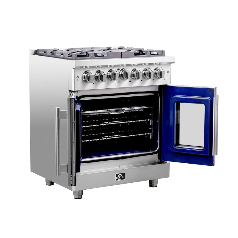 FORNO Massimo 30" Freestanding French Door Dual Fuel Range, FFSGS6325-30 FORNO