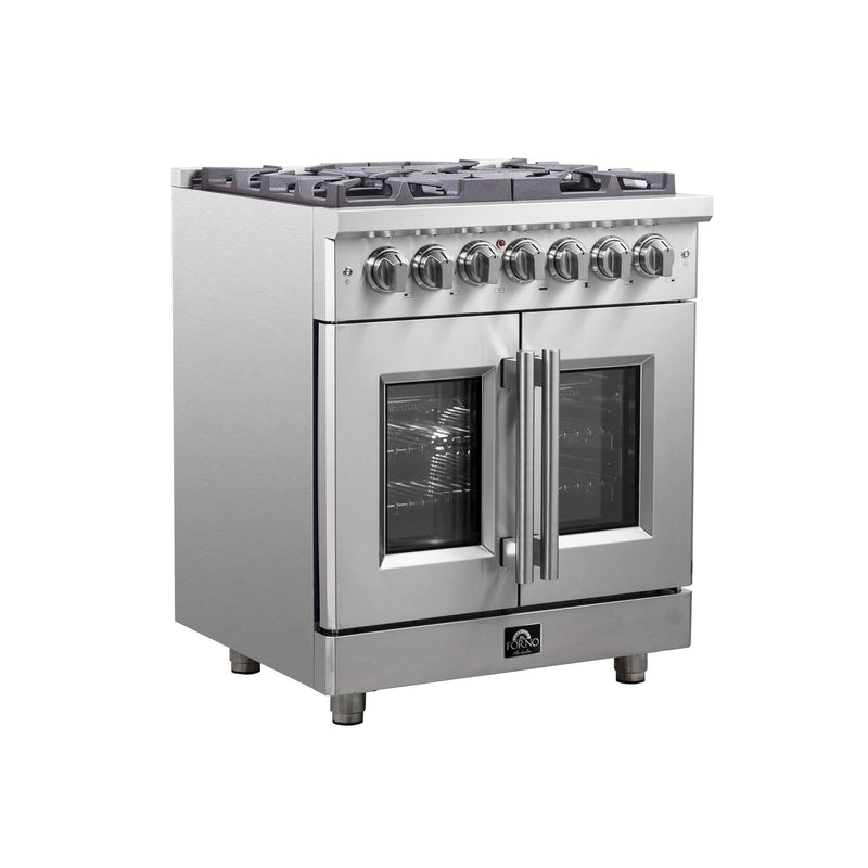 FORNO Massimo 30" Freestanding French Door Dual Fuel Range, FFSGS6325-30 FORNO