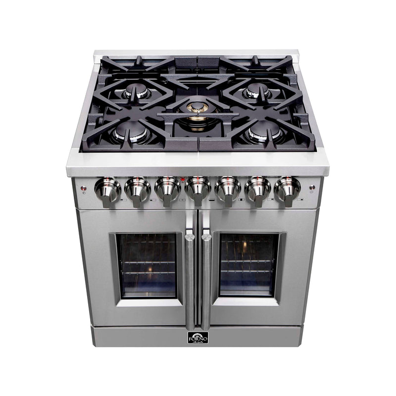 FORNO Massimo 30" Freestanding French Door Dual Fuel Range, FFSGS6325-30 FORNO