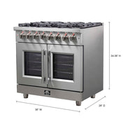 FORNO Massimo 36" Freestanding French Door Dual Fuel Range, FFSGS6325-36 FORNO