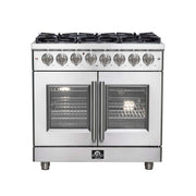 FORNO Massimo 36" Freestanding French Door Dual Fuel Range, FFSGS6325-36 FORNO