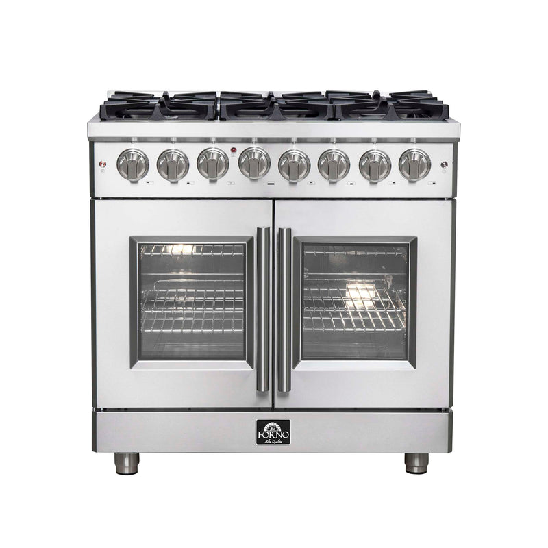 FORNO Massimo 36" Freestanding French Door Dual Fuel Range, FFSGS6325-36 FORNO