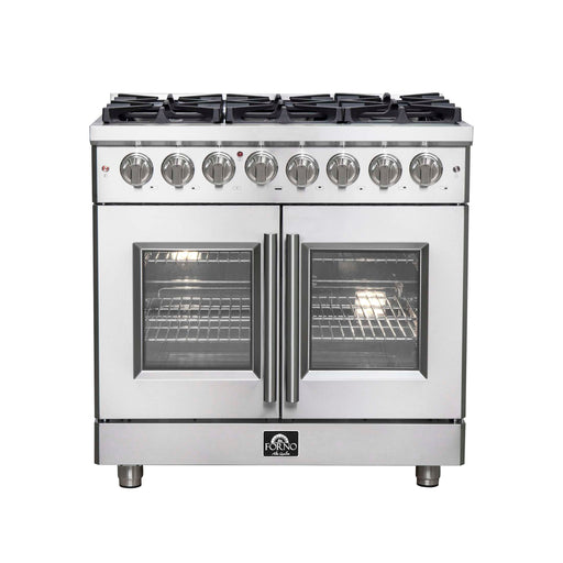 FORNO Massimo 36" Freestanding French Door Dual Fuel Range, FFSGS6325-36 FORNO