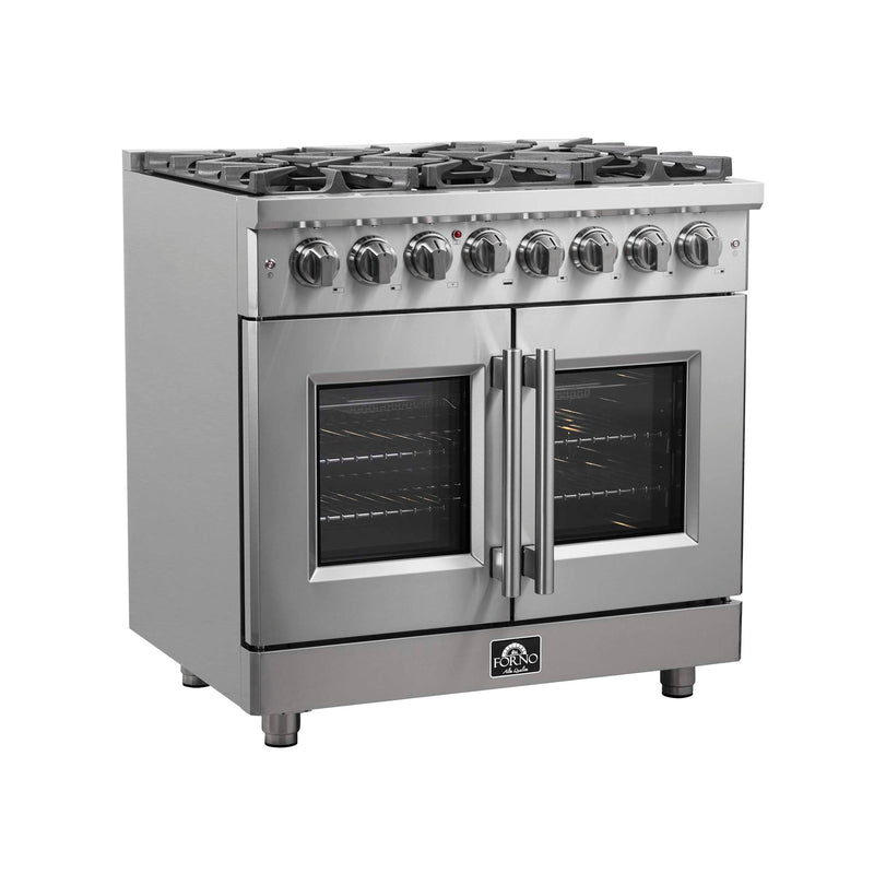FORNO Massimo 36" Freestanding French Door Dual Fuel Range, FFSGS6325-36 FORNO