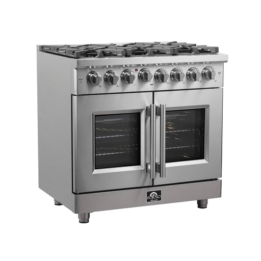 FORNO Massimo 36" Freestanding French Door Dual Fuel Range, FFSGS6325-36 FORNO