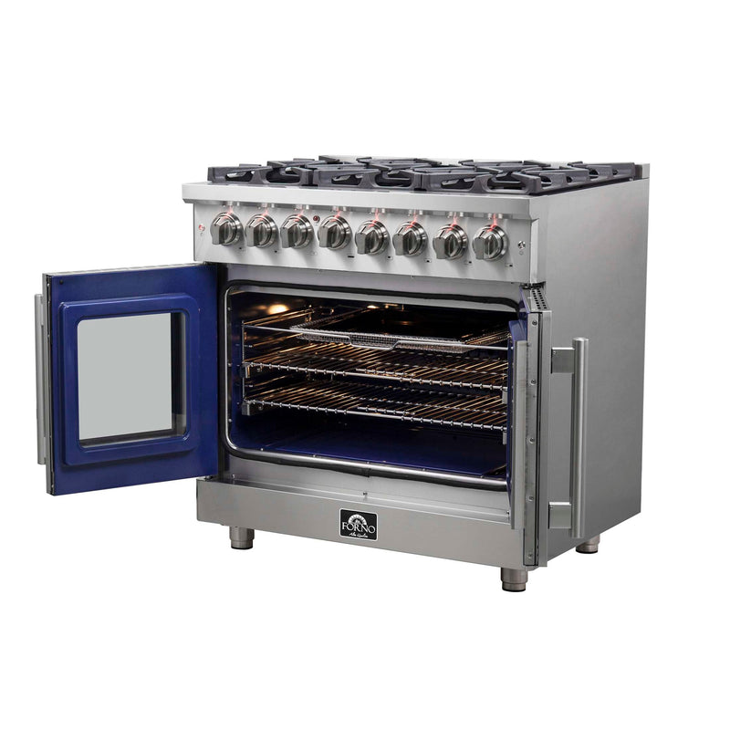 FORNO Massimo 36" Freestanding French Door Dual Fuel Range, FFSGS6325-36 FORNO