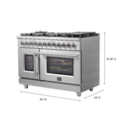 FORNO Massimo 48" Freestanding French Door Dual Fuel Range, FFSGS6325-48 FORNO
