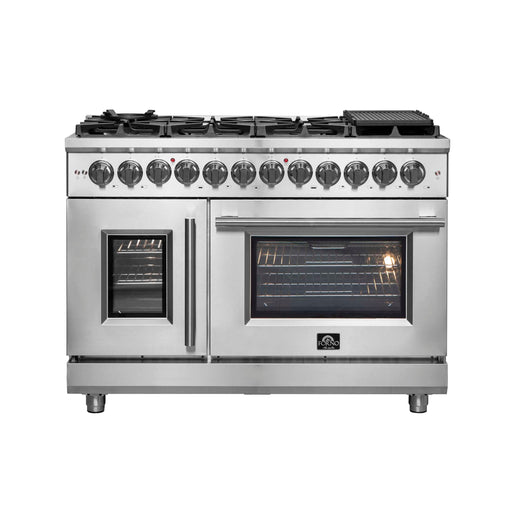 FORNO Massimo 48" Freestanding French Door Dual Fuel Range, FFSGS6325-48 FORNO