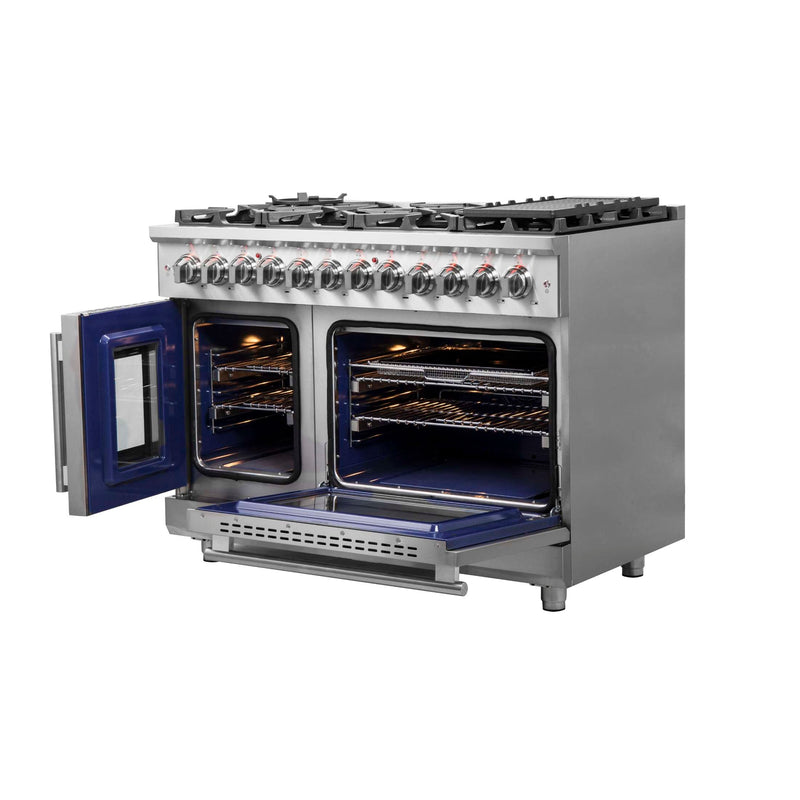 FORNO Massimo 48" Freestanding French Door Dual Fuel Range, FFSGS6325-48 FORNO