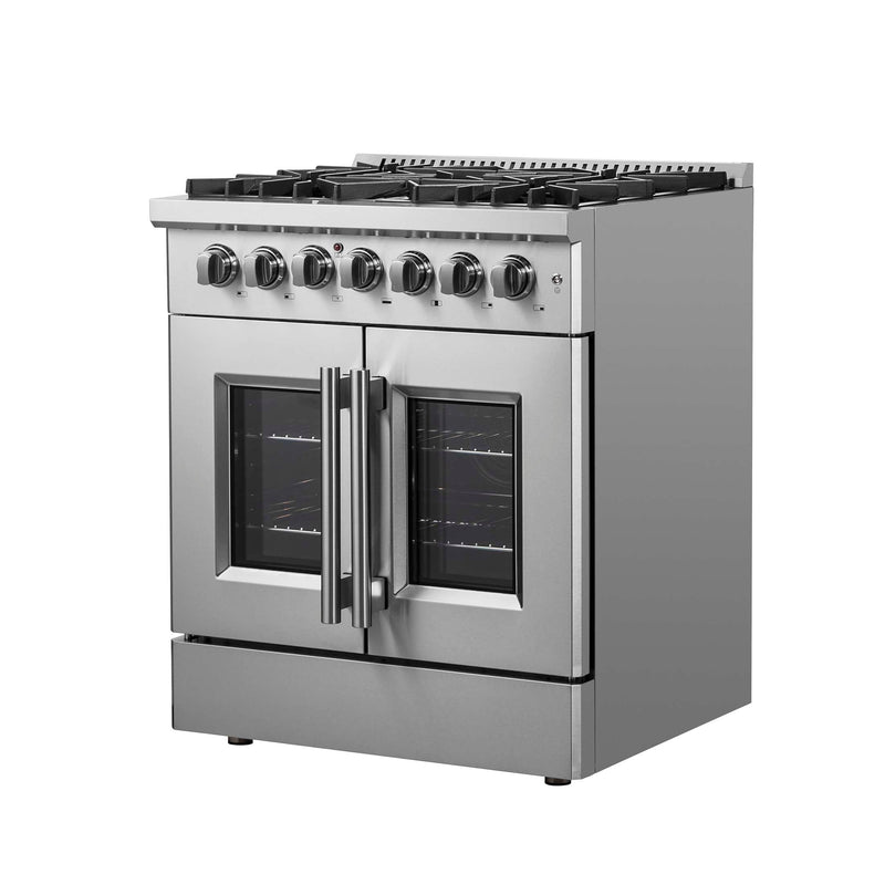 FORNO Galiano 30" Freestanding French Door Dual Fuel Range, FFSGS6356-30 FORNO