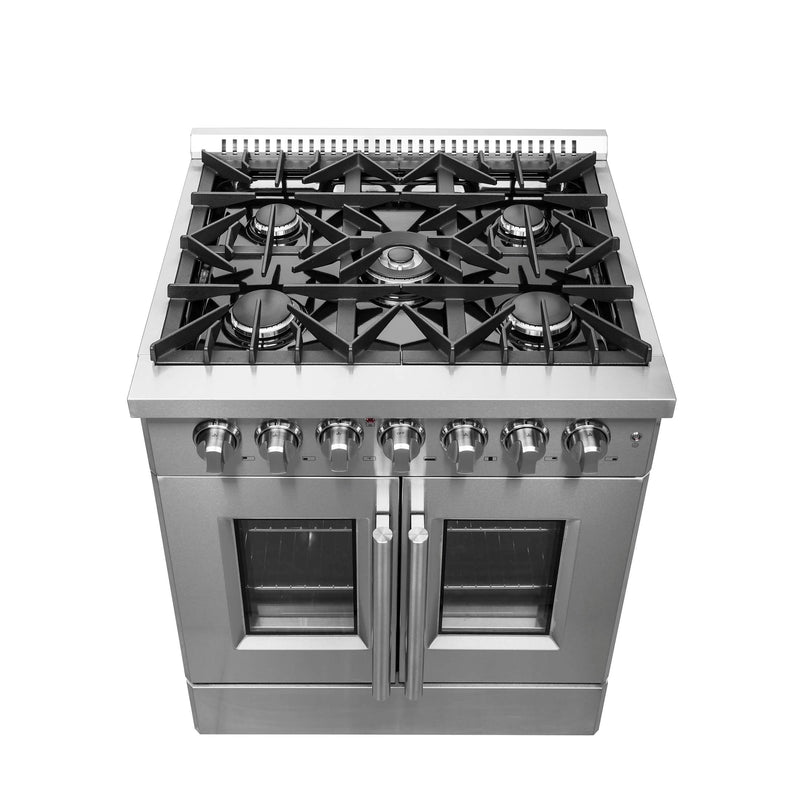 FORNO Galiano 30" Freestanding French Door Dual Fuel Range, FFSGS6356-30 FORNO