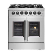 FORNO Galiano 30" Freestanding French Door Dual Fuel Range, FFSGS6356-30 FORNO
