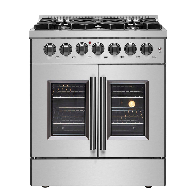 FORNO Galiano 30" Freestanding French Door Dual Fuel Range, FFSGS6356-30 FORNO