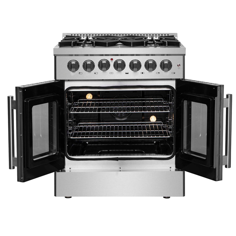 FORNO Galiano 30" Freestanding French Door Dual Fuel Range, FFSGS6356-30 FORNO