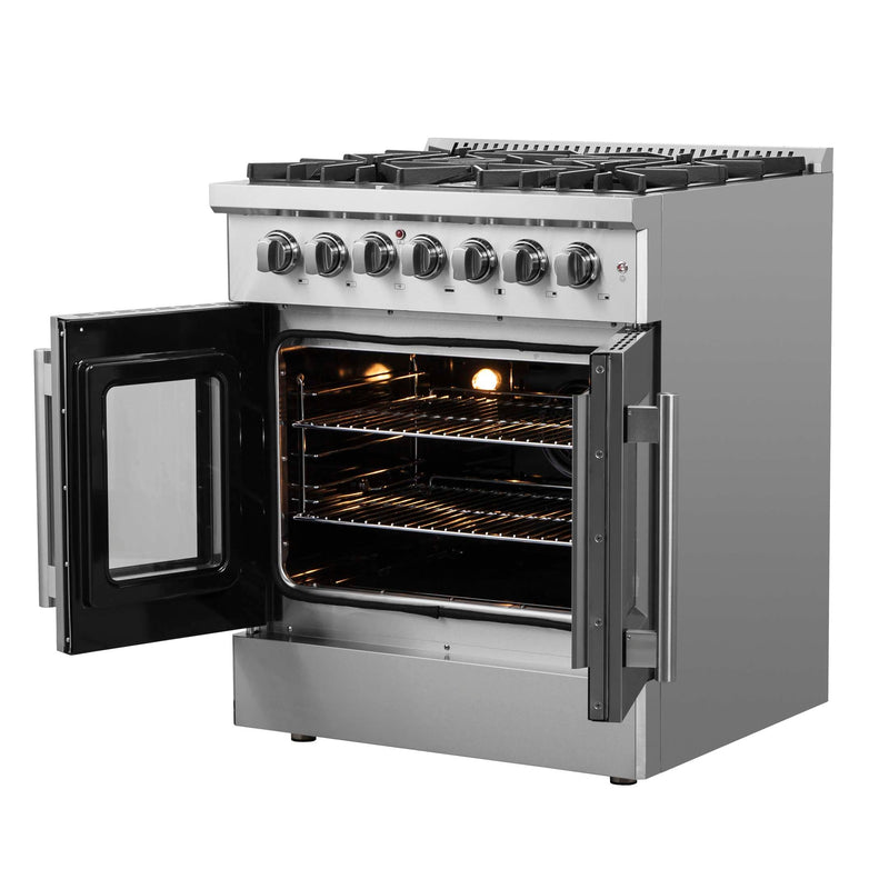 FORNO Galiano 30" Freestanding French Door Dual Fuel Range, FFSGS6356-30 FORNO