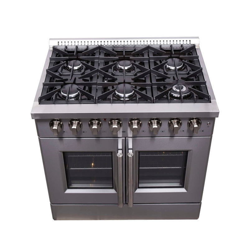 FORNO Galiano 36" Freestanding French Door Dual Fuel Range, FFSGS6356-36 FORNO