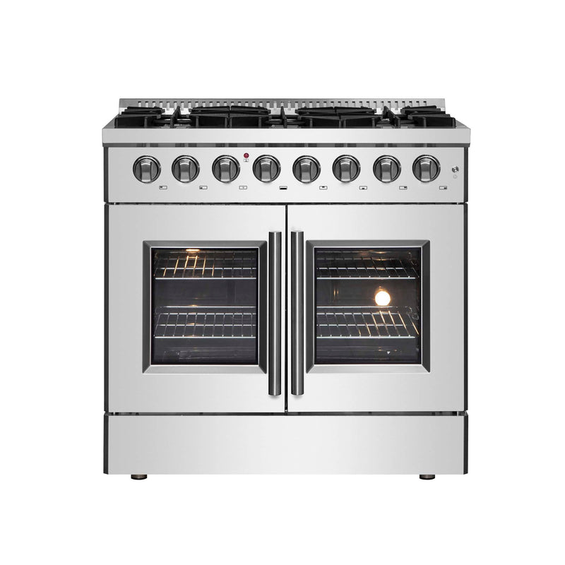 FORNO Galiano 36" Freestanding French Door Dual Fuel Range, FFSGS6356-36 FORNO