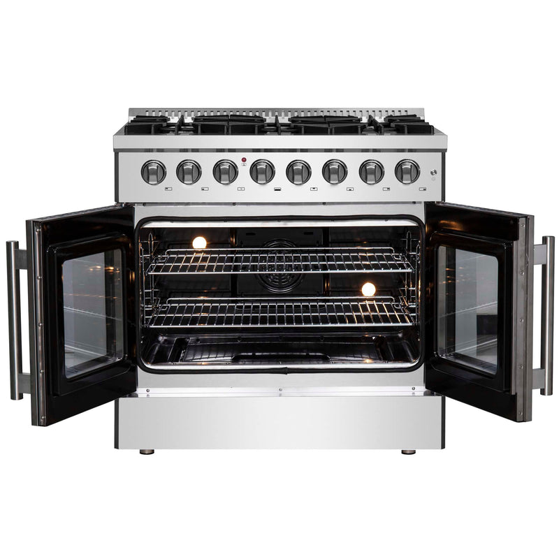 FORNO Galiano 36" Freestanding French Door Dual Fuel Range, FFSGS6356-36 FORNO