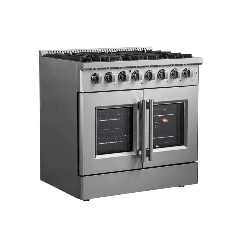 FORNO Galiano 36" Freestanding French Door Dual Fuel Range, FFSGS6356-36 FORNO