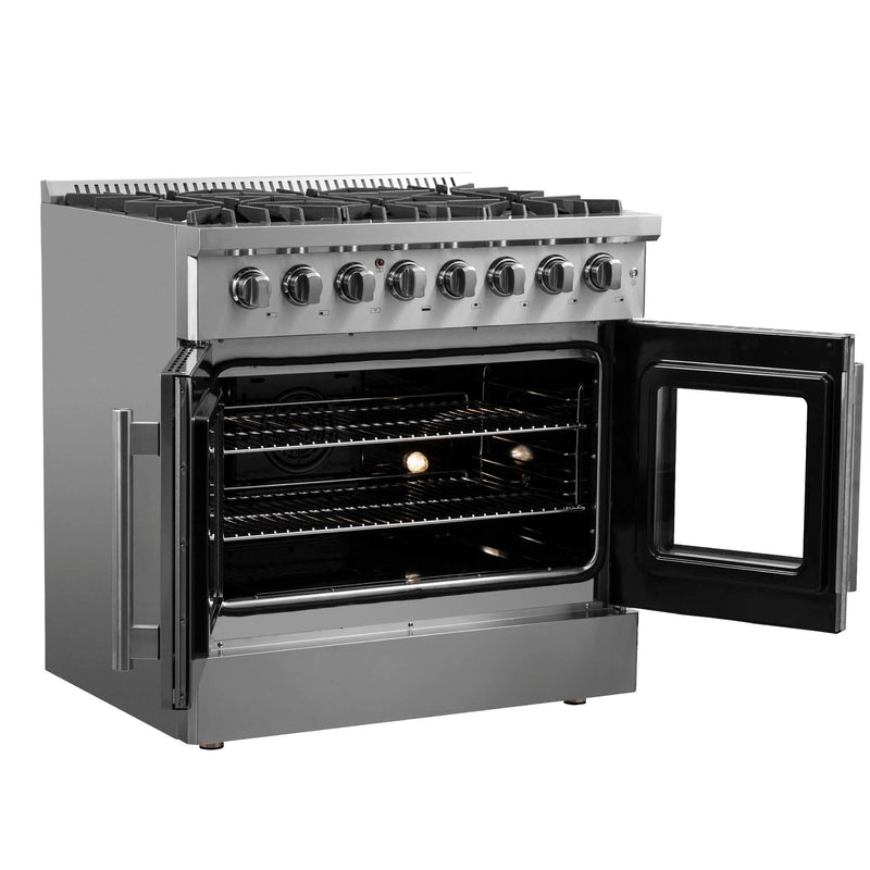 FORNO Galiano 36" Freestanding French Door Dual Fuel Range, FFSGS6356-36 FORNO