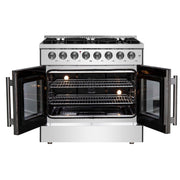 FORNO Galiano 36" Freestanding French Door Dual Fuel Range, FFSGS6356-36 FORNO