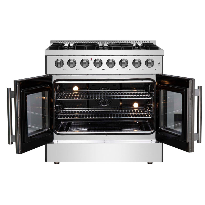FORNO Galiano 36" Freestanding French Door Dual Fuel Range, FFSGS6356-36 FORNO