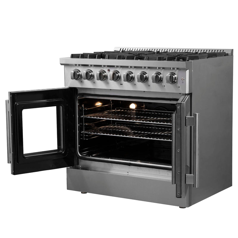 FORNO Galiano 36" Freestanding French Door Dual Fuel Range, FFSGS6356-36 FORNO