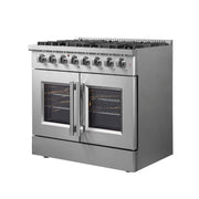 FORNO Galiano 36" Freestanding French Door Dual Fuel Range, FFSGS6356-36 FORNO