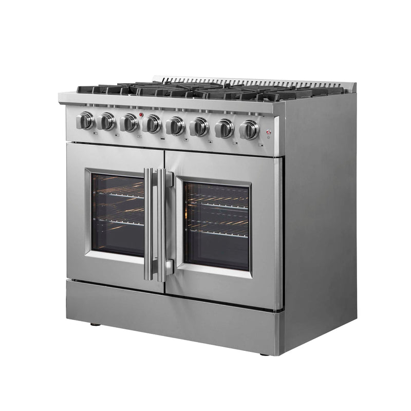 FORNO Galiano 36" Freestanding French Door Dual Fuel Range, FFSGS6356-36 FORNO