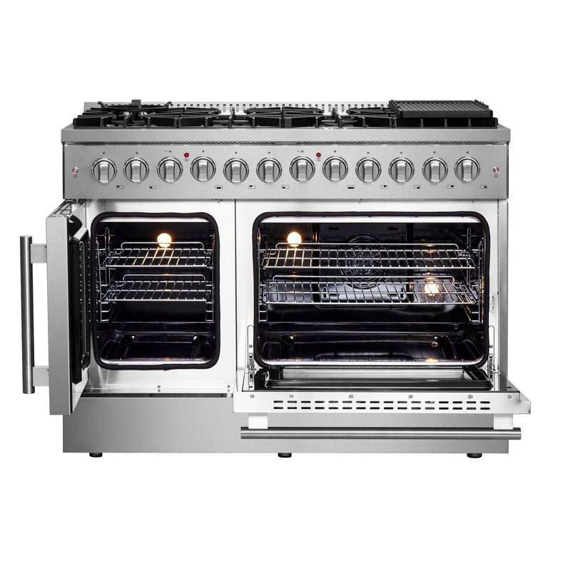 FORNO Galiano 48" Freestanding French Door Series Dual Fuel Range, FFSGS6356-48 FORNO
