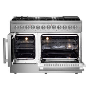 FORNO Galiano 48" Freestanding French Door Series Dual Fuel Range, FFSGS6356-48 FORNO