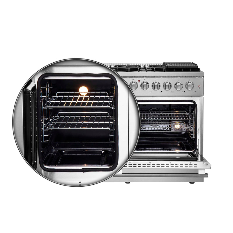 FORNO Galiano 48" Freestanding French Door Series Dual Fuel Range, FFSGS6356-48 FORNO
