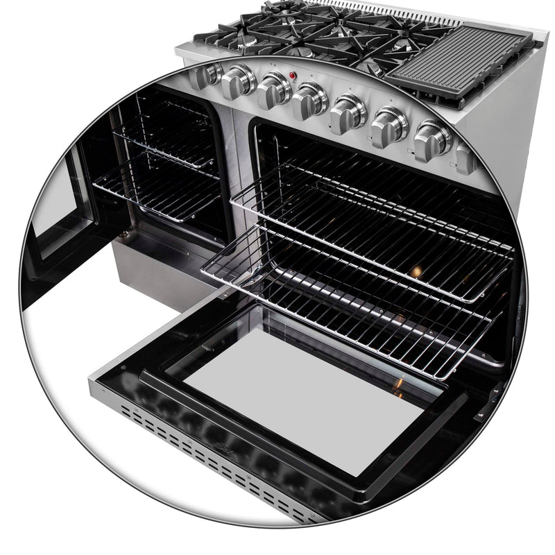 FORNO Galiano 48" Freestanding French Door Series Dual Fuel Range, FFSGS6356-48 FORNO