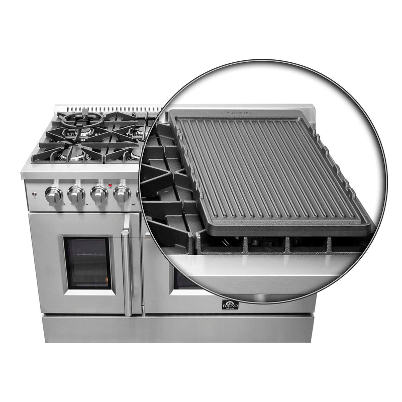 FORNO Galiano 48" Freestanding French Door Series Dual Fuel Range, FFSGS6356-48 FORNO