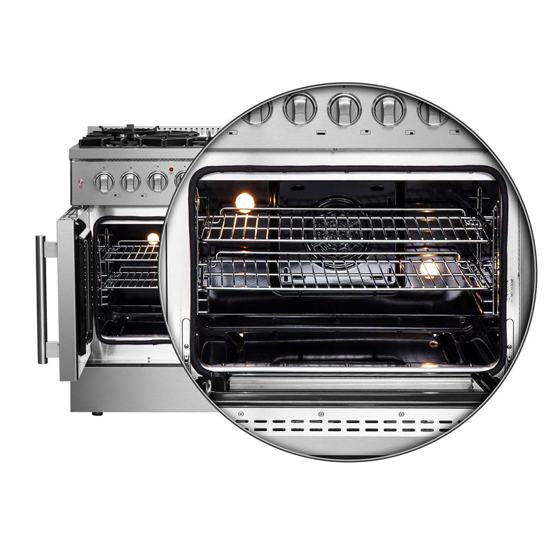 FORNO Galiano 48" Freestanding French Door Series Dual Fuel Range, FFSGS6356-48 FORNO