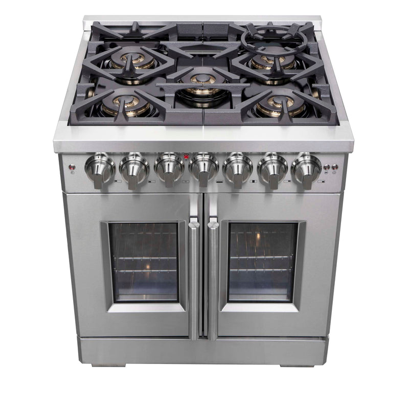FORNO Capriasca 30" Freestanding French Door Dual Fuel Range, FFSGS6387-30 FORNO