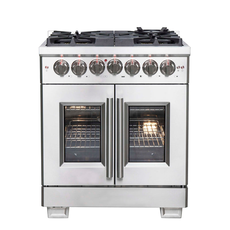 FORNO Capriasca 30" Freestanding French Door Dual Fuel Range, FFSGS6387-30 FORNO