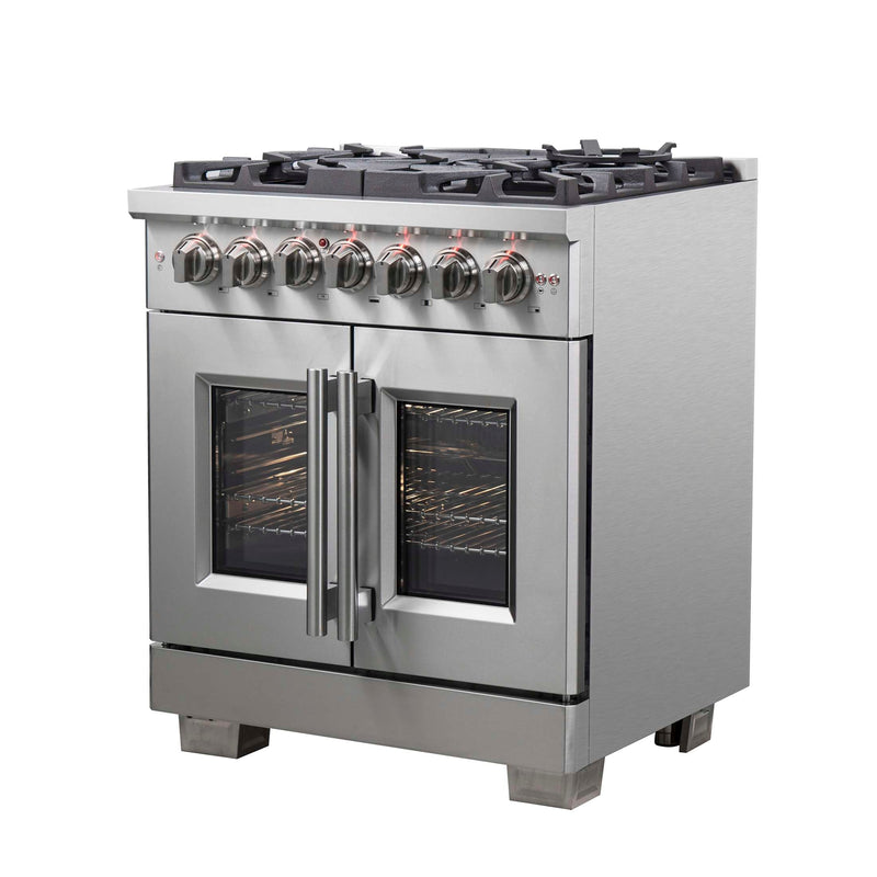FORNO Capriasca 30" Freestanding French Door Dual Fuel Range, FFSGS6387-30 FORNO