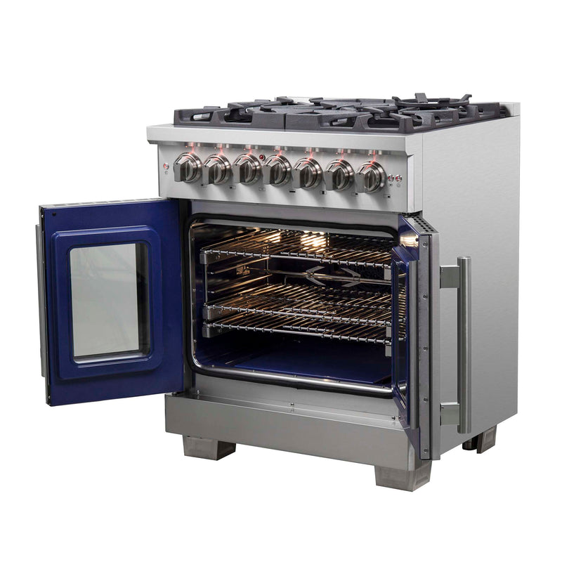 FORNO Capriasca 30" Freestanding French Door Dual Fuel Range, FFSGS6387-30 FORNO