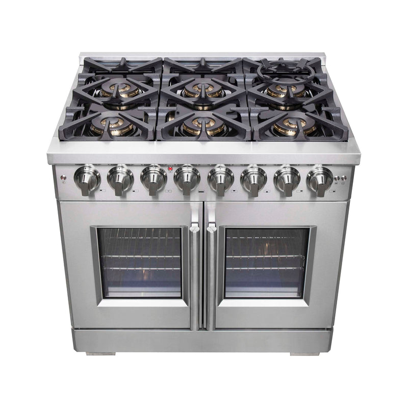FORNO Capriasca 36" Freestanding French Door Dual Fuel Range, FFSGS6387-36 FORNO