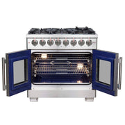 FORNO Capriasca 36" Freestanding French Door Dual Fuel Range, FFSGS6387-36 FORNO